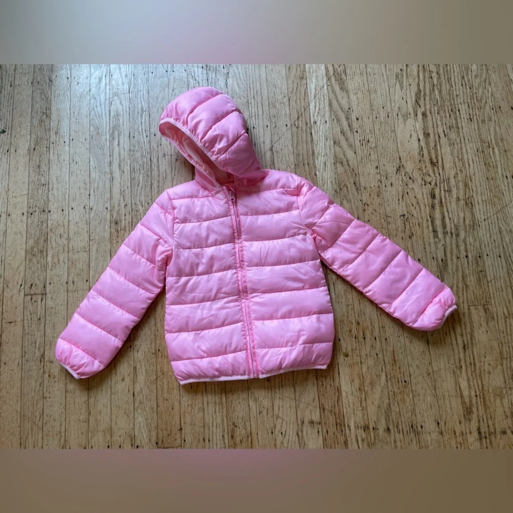 Pink hooded puffer coat epic threads